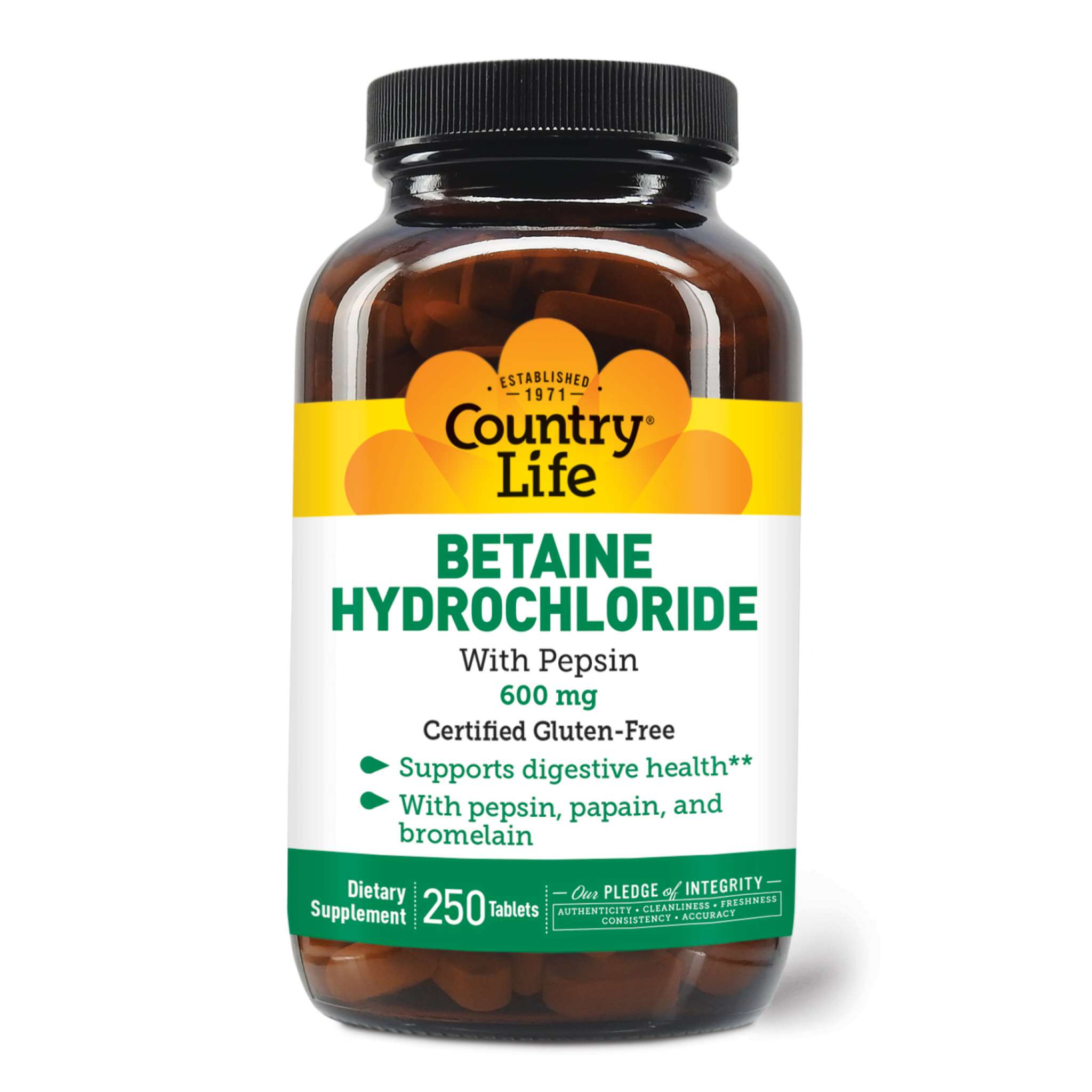 Country Life - Betaine Hcl Pepsin 600 mg