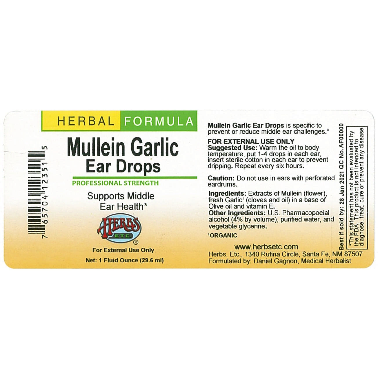 Herbs Etc - Mullein Garlic Ear Drops