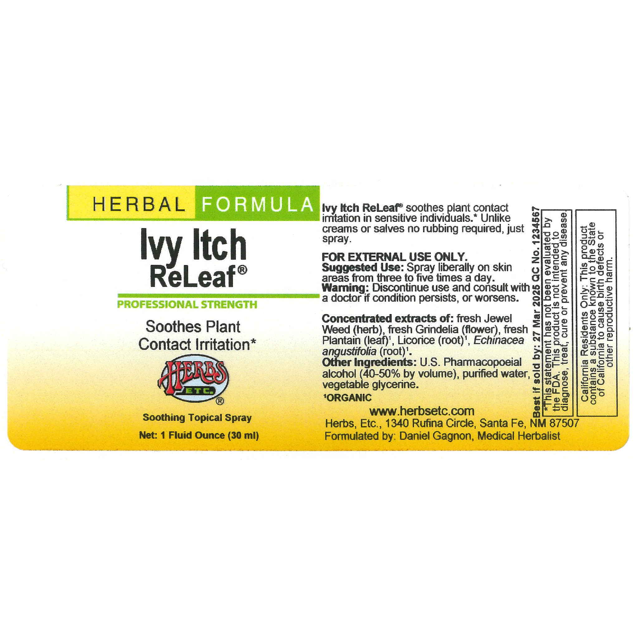 Herbs Etc - Ivy Itch Releaf