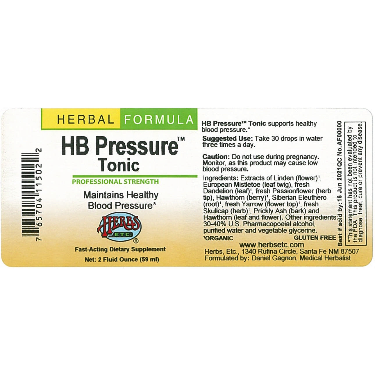 Herbs Etc - Hb Pressure Tonic