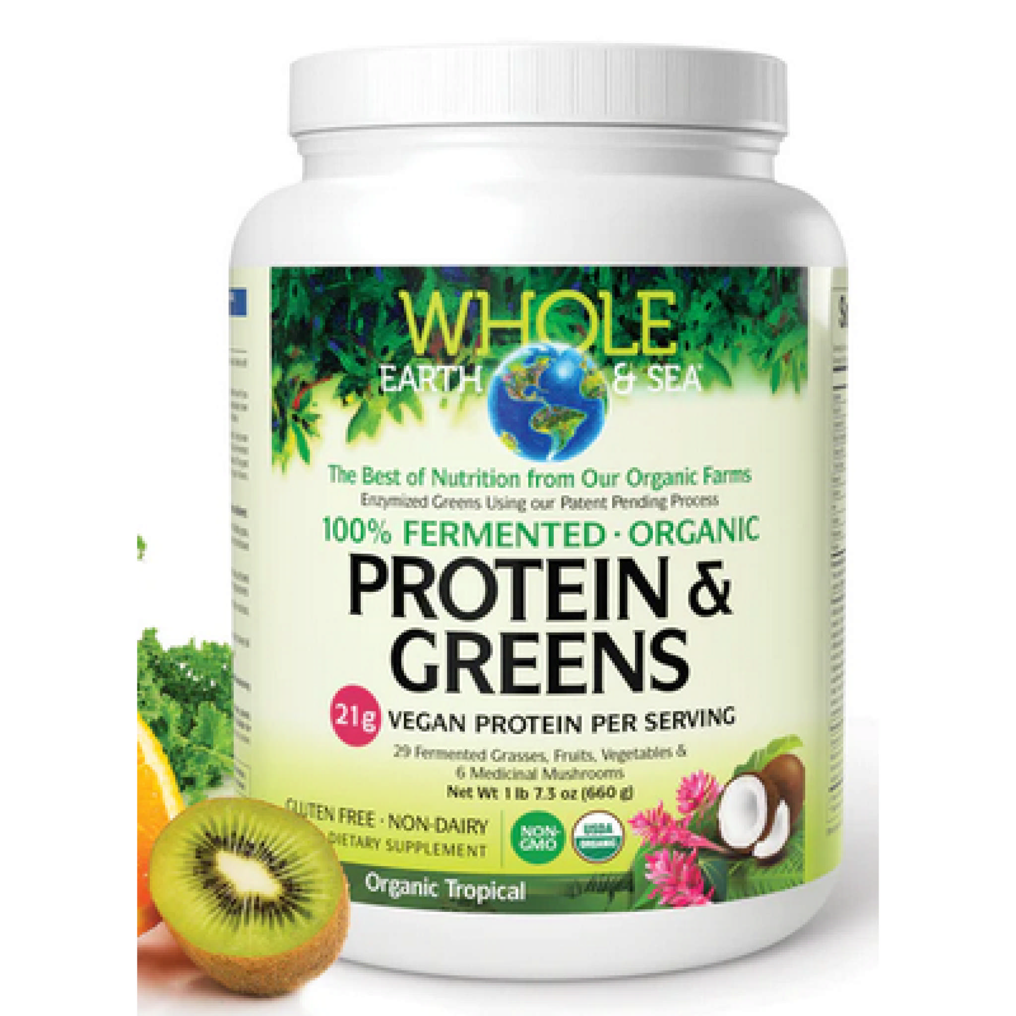 Natural Factors - Prot & Greens powder Org Trop