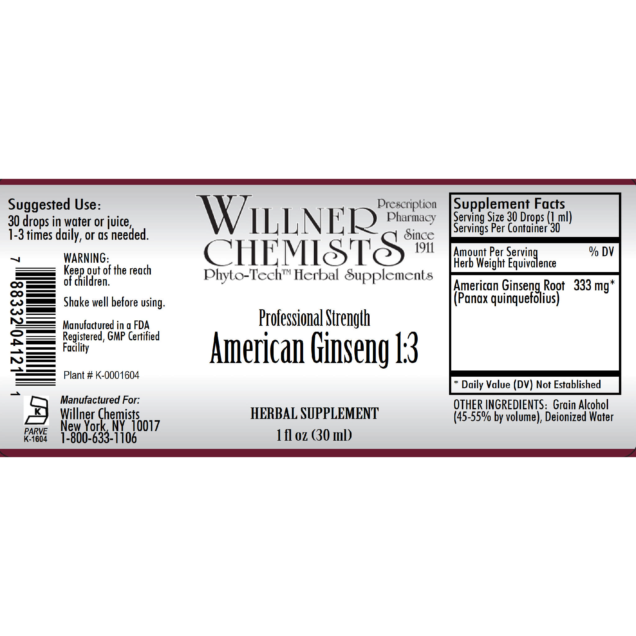 Willner Phyto Tech - Ginseng American 1:3