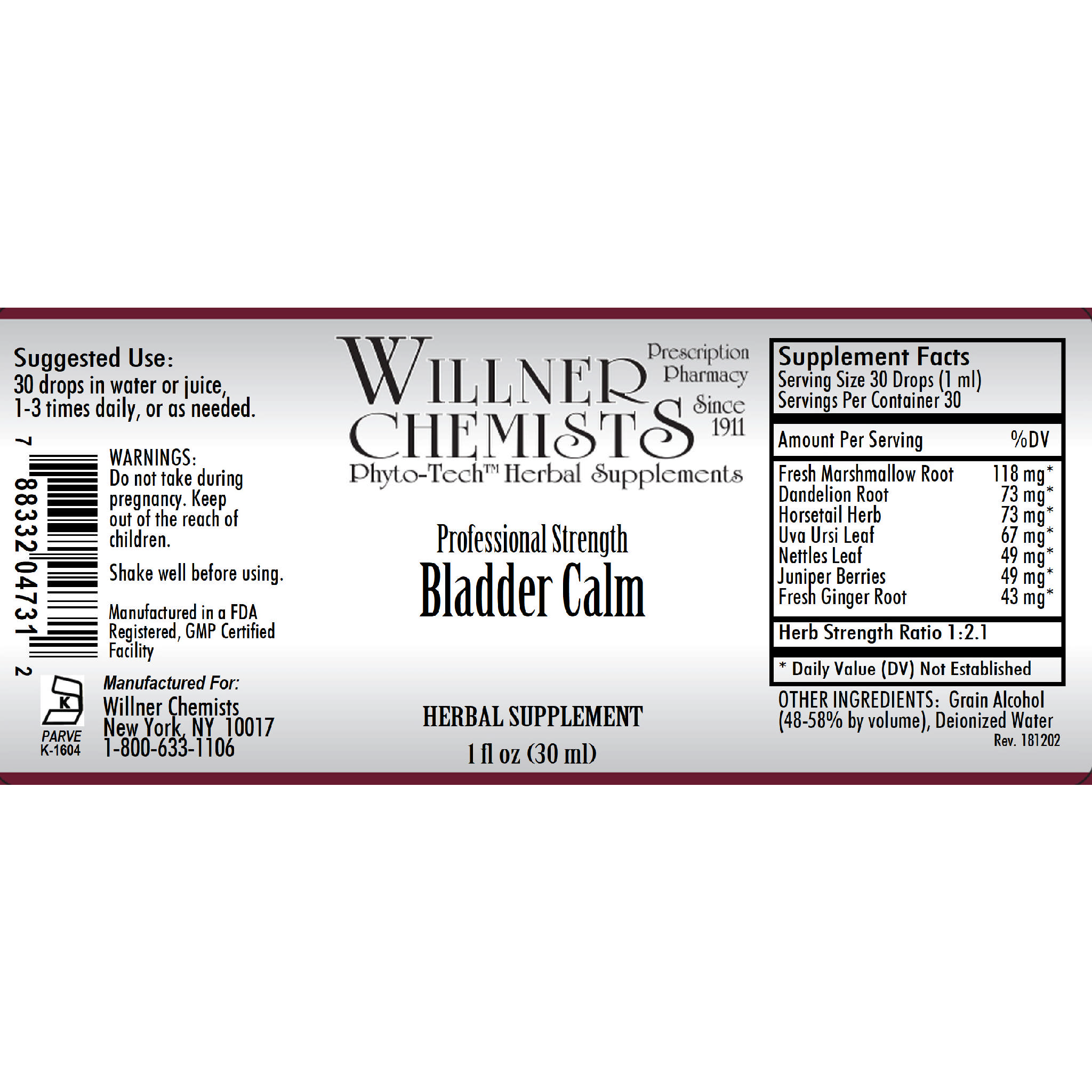 Willner Phyto Tech - Bladder Calm Urinar Kidney Cmp