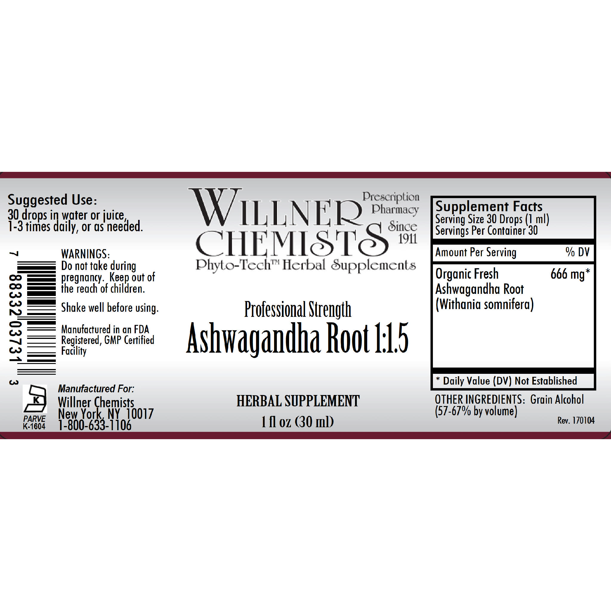 Willner Phyto Tech - Ashwagandha Root 1:1.5