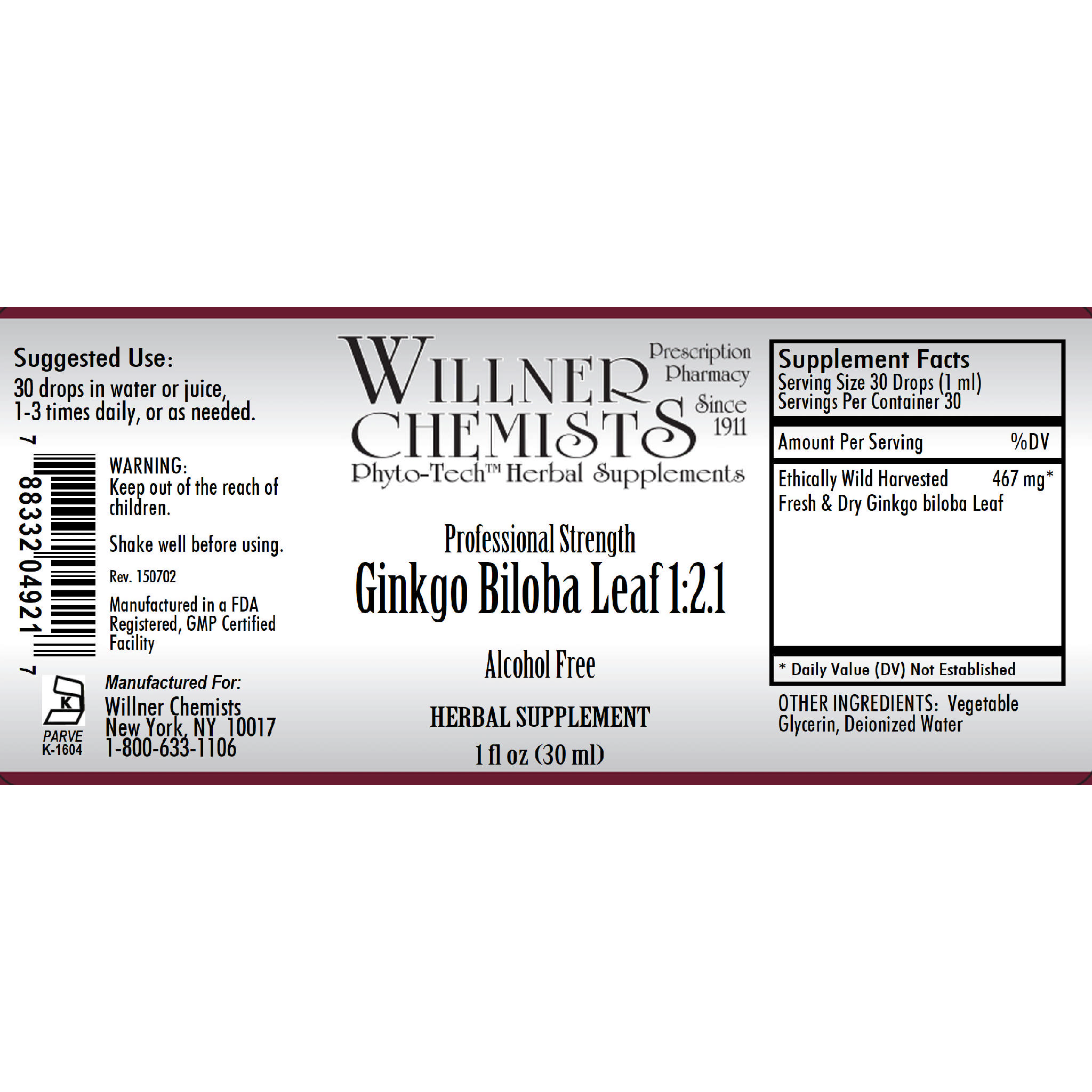 Willner Phyto Tech - Ginkgo Biloba Leaf 1:2.1 Af