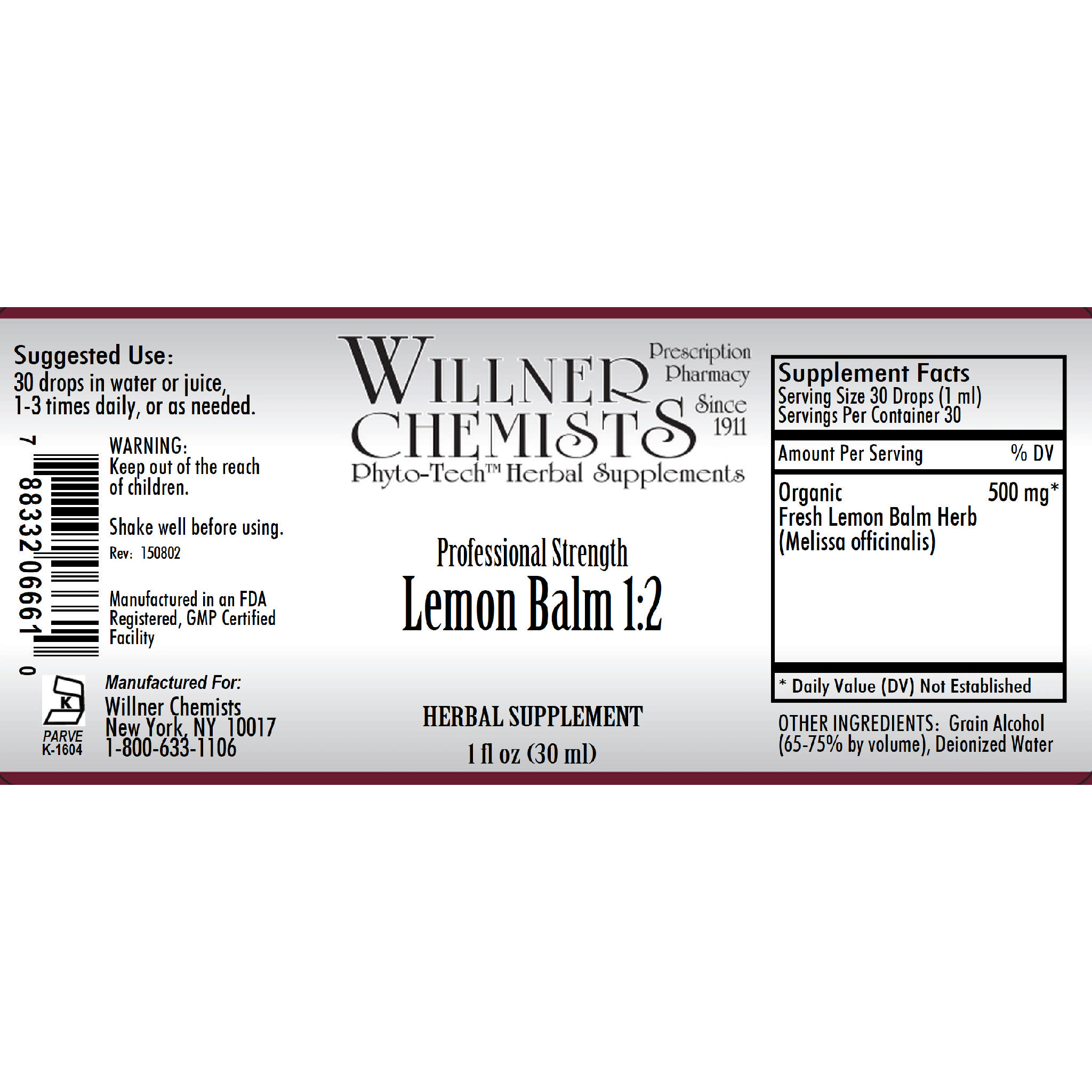 Willner Phyto Tech - Lemon Balm 1:2