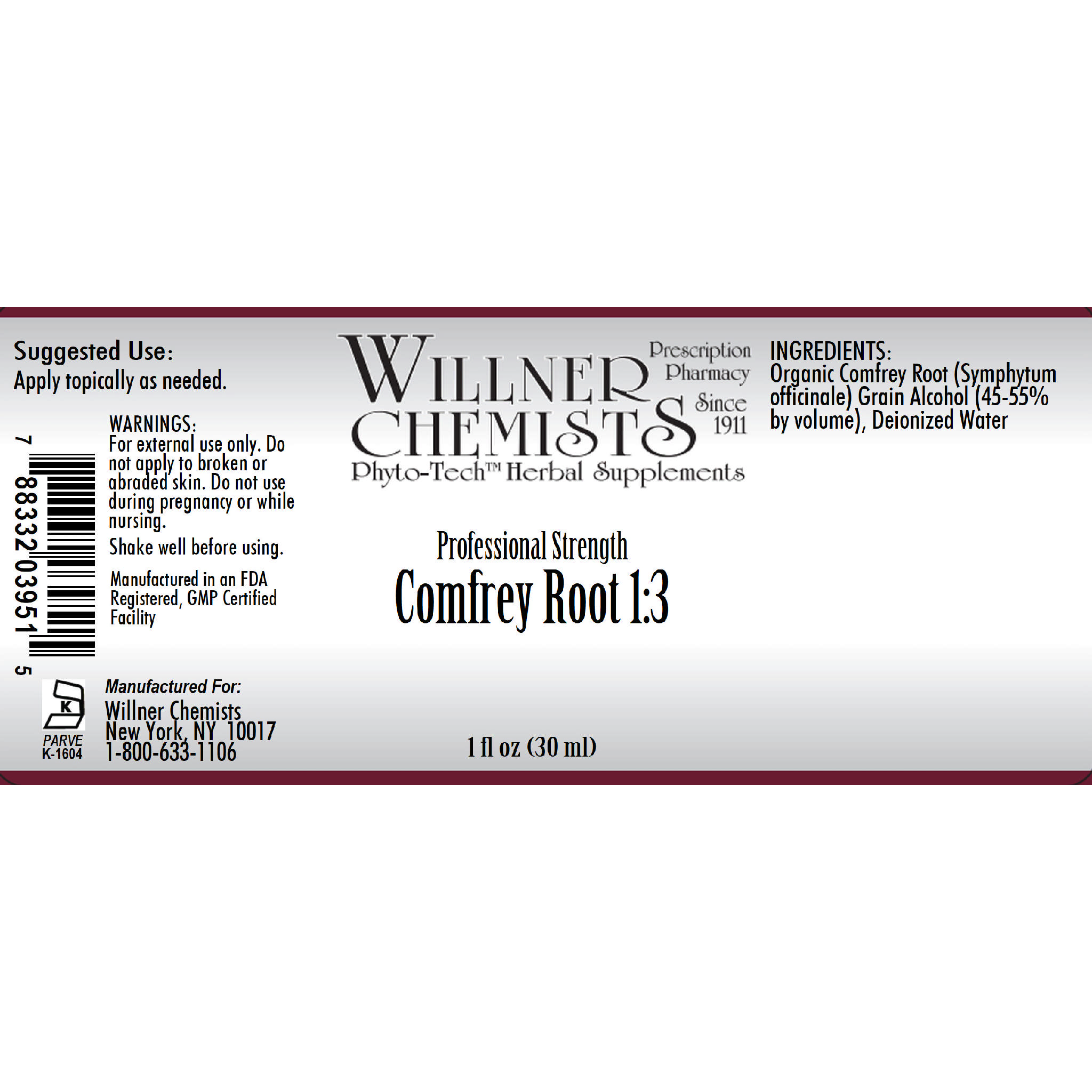 Willner Phyto Tech - Comfrey Root 1:3 (Topical)