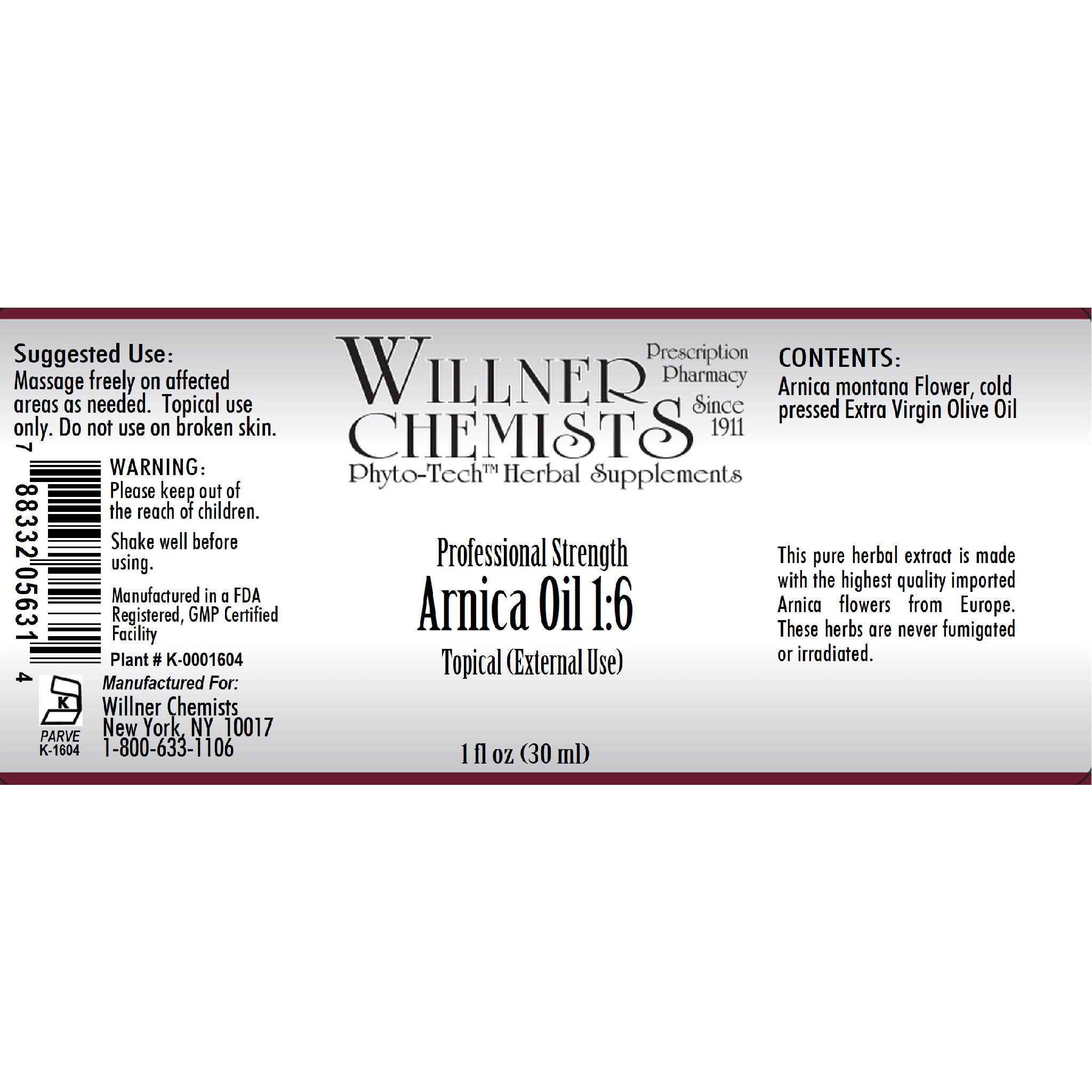 Willner Phyto Tech - Arnica Oil 1:6 Topical