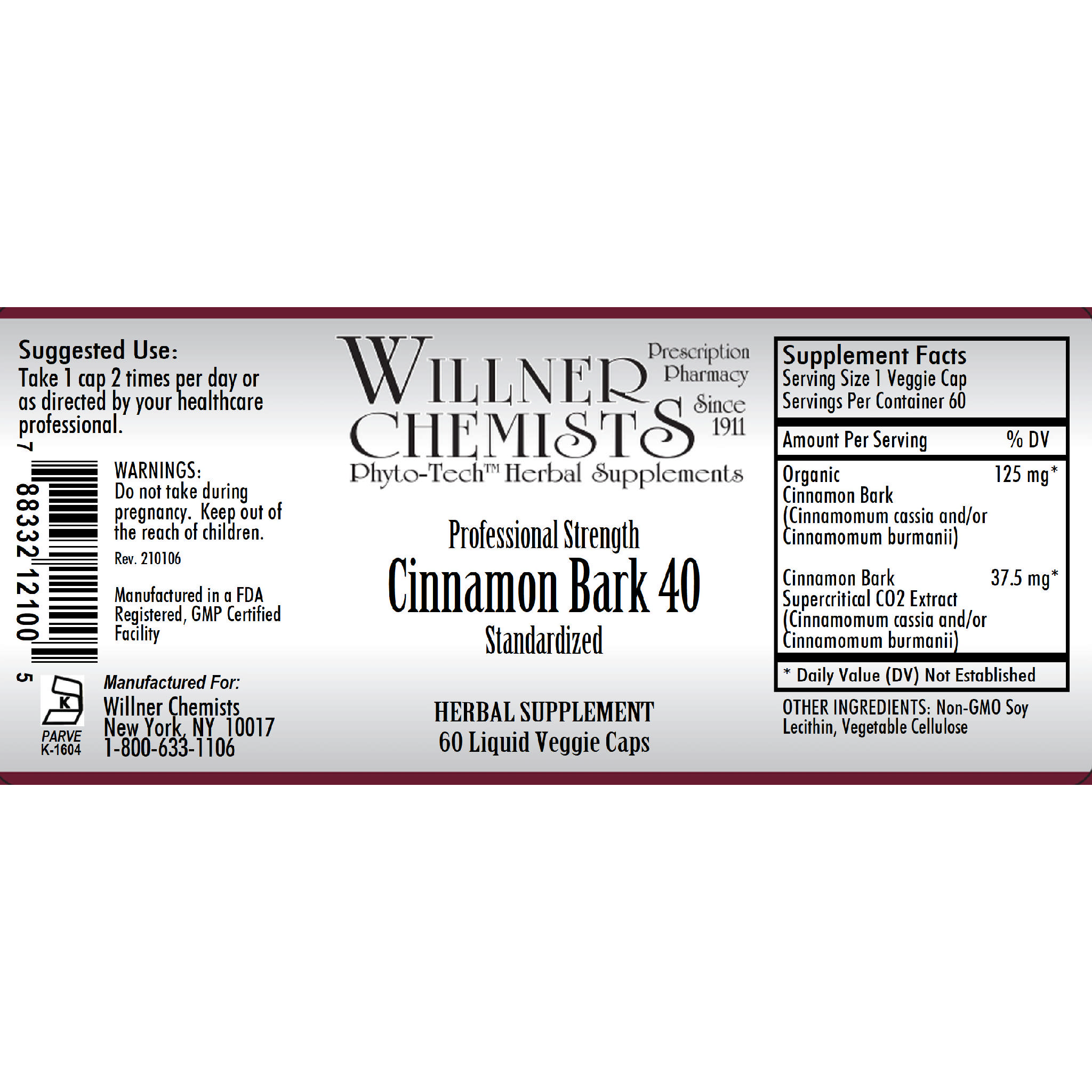 Willner Phyto Tech - Cinnamon Bark 40 Std Lcap