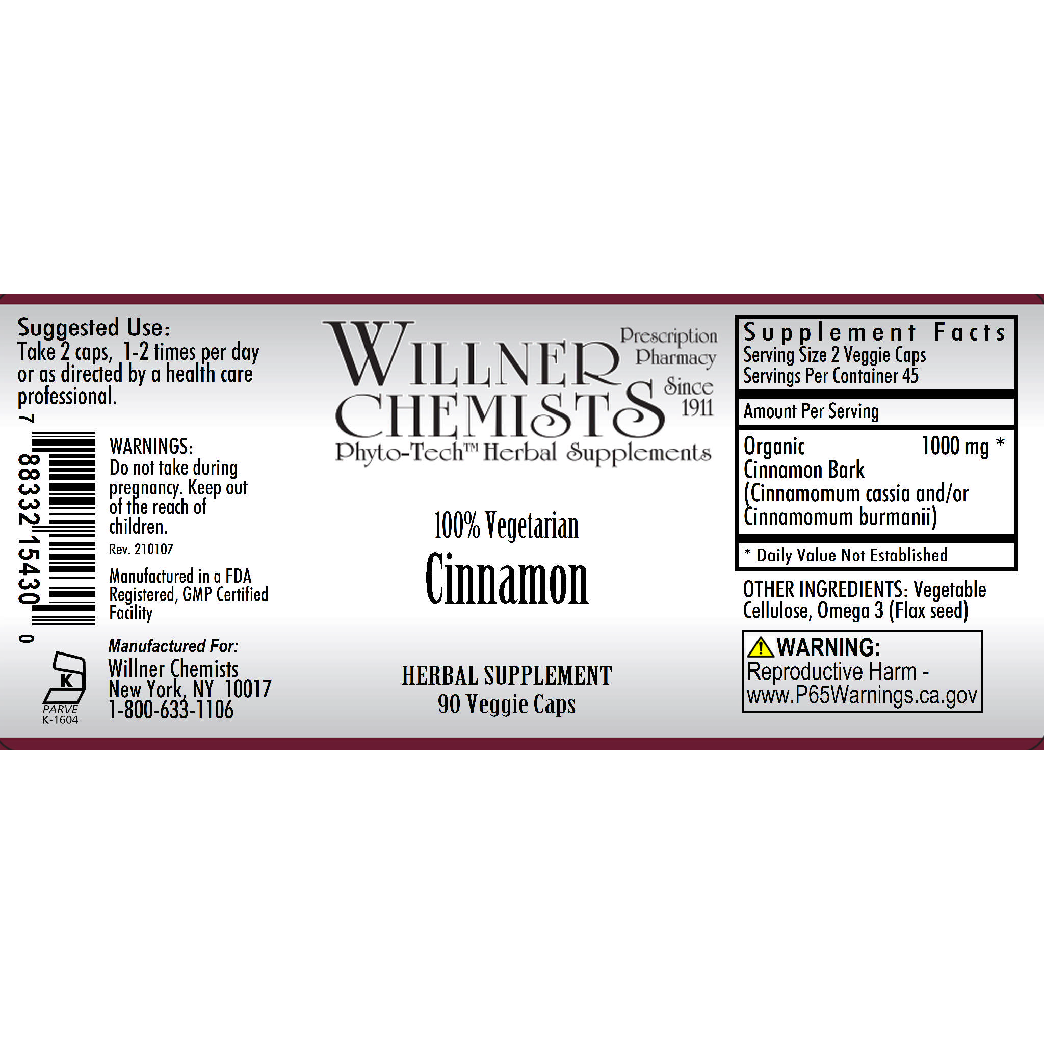 Willner Phyto Tech - Cinnamon 410 mg Org